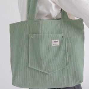 Khaki Olive Green Corduroy Tote